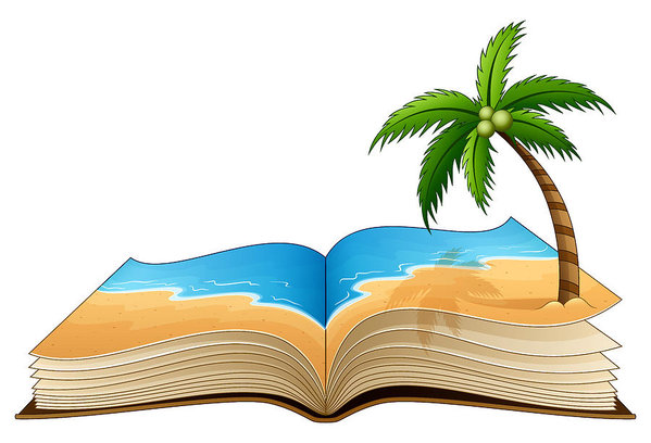 599x408 Open Book With Tropical Beach And Sunlight Art Print