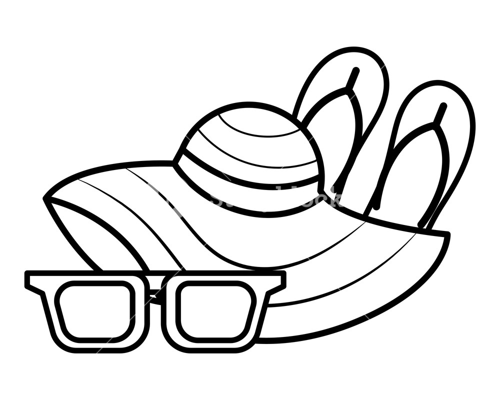 1000x800 Tropical Summer Sunglasses With Flip Flops And Beach Hat Cartoon
