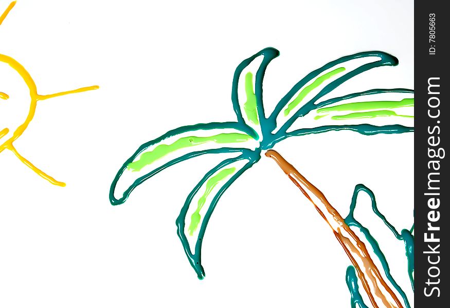 875x600 Drawing Of Tropical Palm Tree