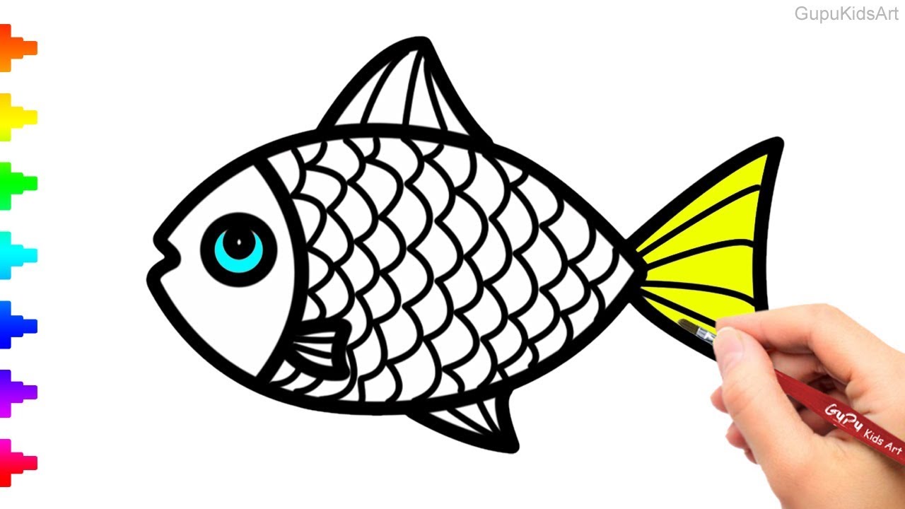 1280x720 Little Tropical Fish Drawing And Coloring For Kids How To Draw