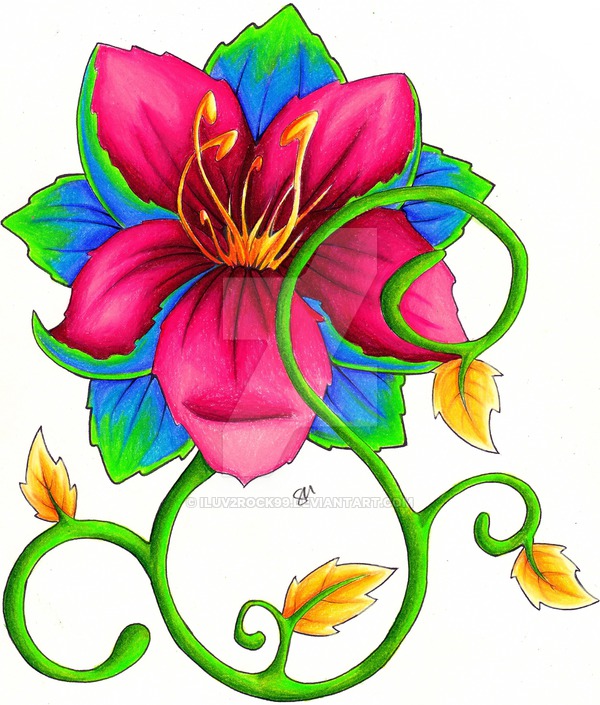 Tropical Flower Drawing | Free download on ClipArtMag