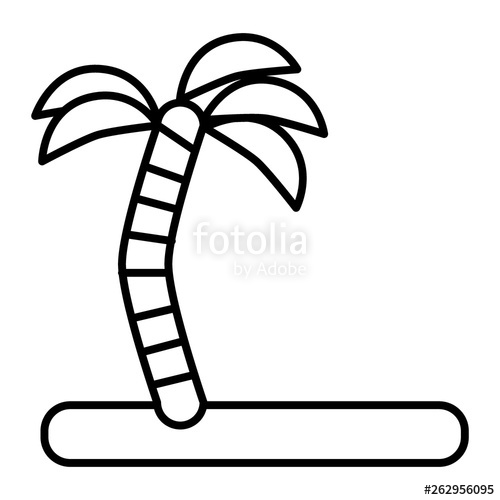 500x500 Palm Tree On The Island Line Icon Coconut Tree Vector