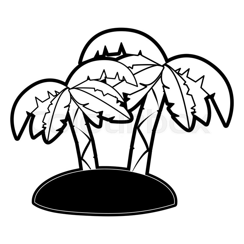 800x800 Tropical Island With Palm Trees Icon Stock Vector Colourbox