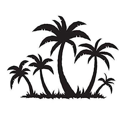 425x425 Palm Trees Tropical Island Ocean Black Auto Car Bumper