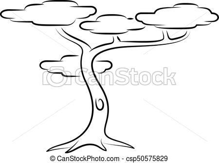 450x335 Line Art Vector Illustration Of A Tropical Tree
