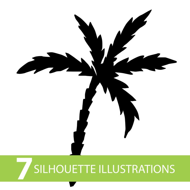 794x794 Palm Coconut Tree Silhouette Illustration Drawing Pdf Etsy