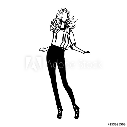 500x500 Vector Illustration Sketch Silhouette Of Beautiful Fashion Girl