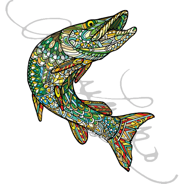 607x607 Collection Of Free Trout Drawing Zentangle Download On Ui Ex