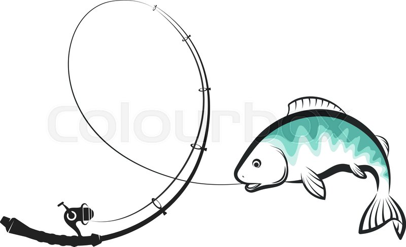 800x488 Fishing Rod Fish Trout Hook Stock Vector Colourbox