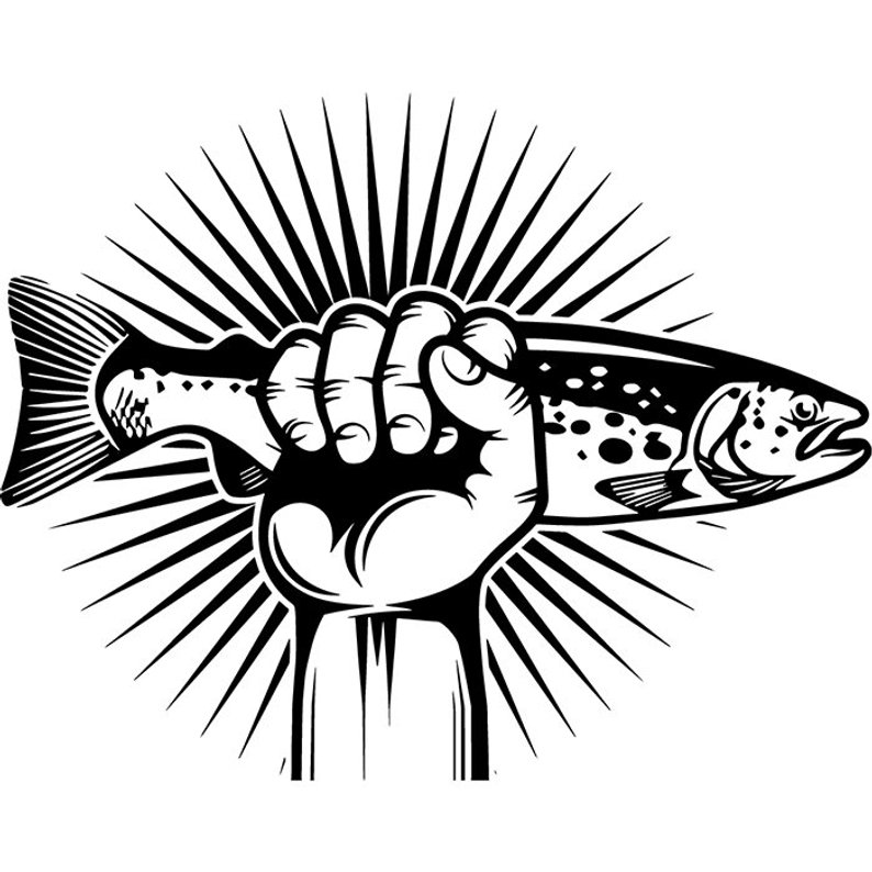 794x794 Trout Logo Hand Holding Fish Fly Fisherman Fishing Etsy