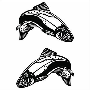 299x300 Trout Fish Marine Grade Vinyl Decals Sticker Set For Boat