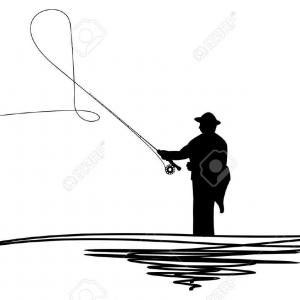 300x300 fly fisherman reeling trout fish retro vector sohadacouri