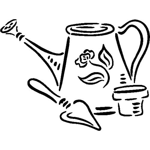 500x500 watering can, flower pot trowel decals and stickers, the home