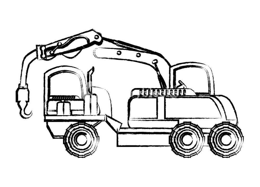 1000x719 Crane Truck Icon Over White Background, Vector Illustration