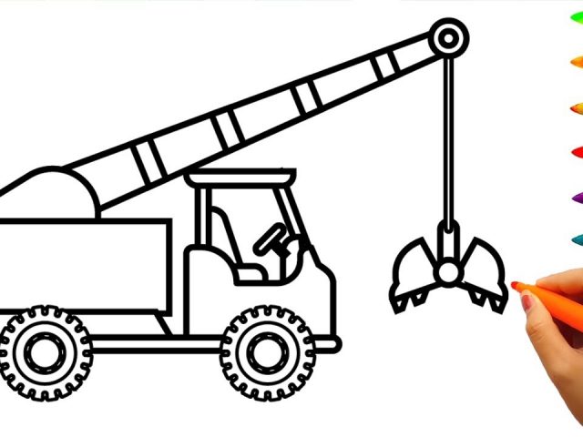 640x480 Awesome How To Draw Crane Truck Coloring Pages For Kids Learn