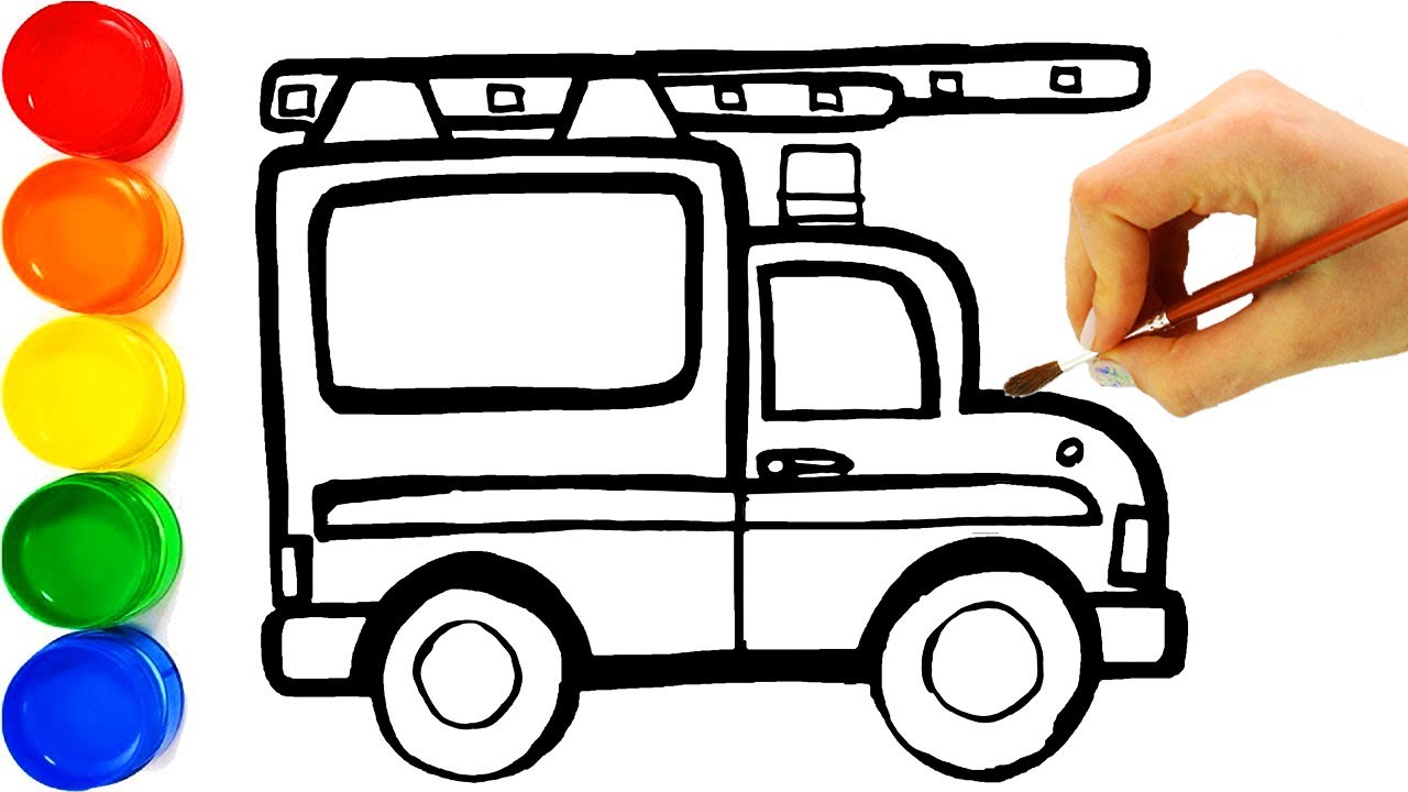 1280x720 Glitter Fire Truck Vehicle Drawing Toy Trucks Coloring For Kids