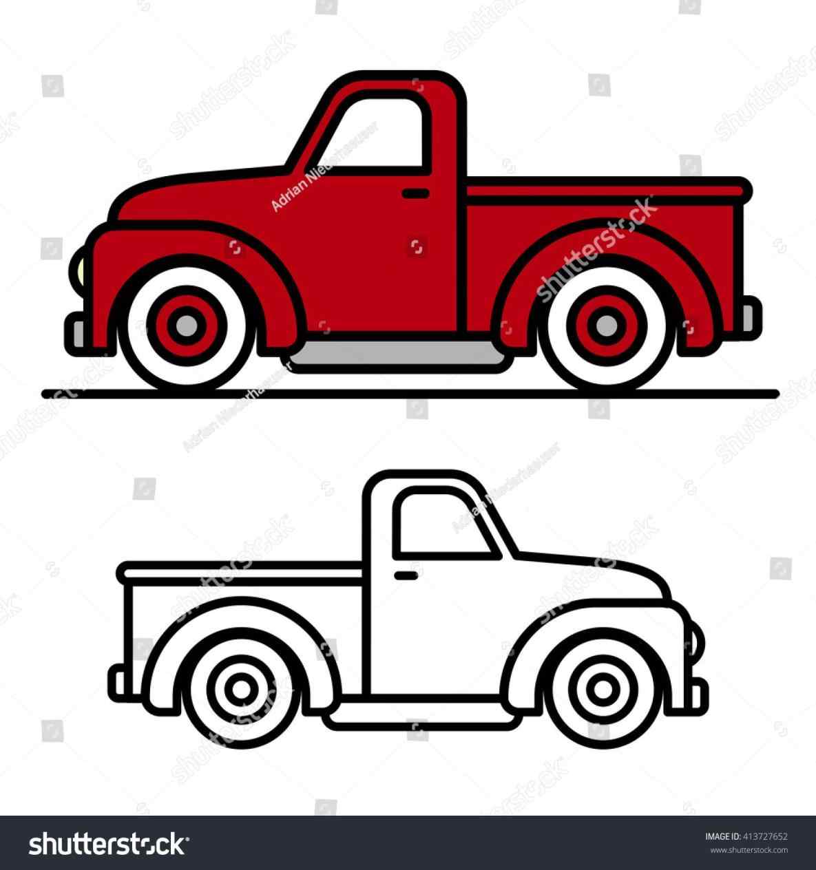 1185x1264 Vintage Old Pickup Truck Drawing Custom