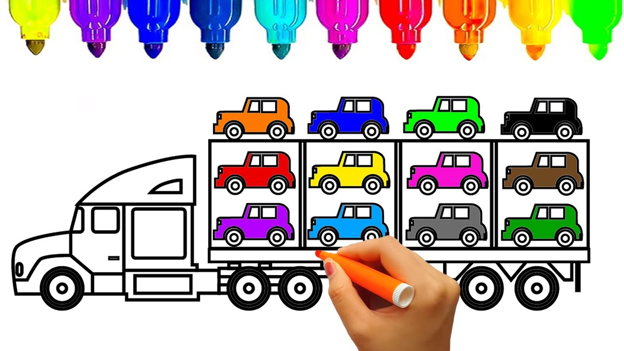 1280x720 How To Draw Car Carrier Truck Coloring Pages Kids Learn Drawing
