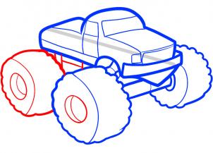 302x217 How To Draw How To Draw A Monster Truck For Kids
