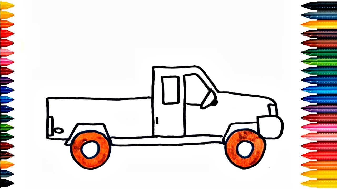 1280x720 Pick Up Truck Kids Car Drawing Street Vehicles For Children