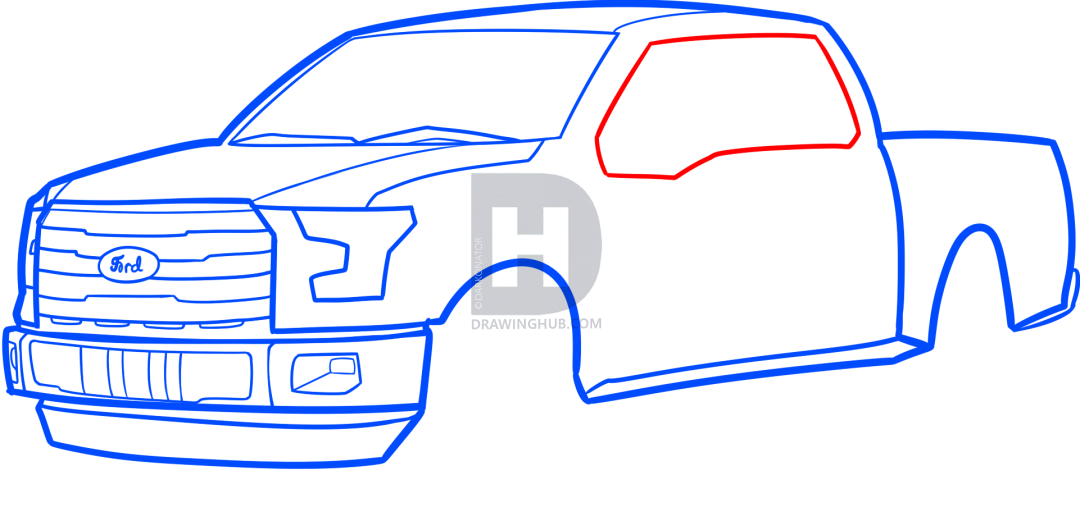 1080x521 How To Draw An F Ford Pickup Truck, Step