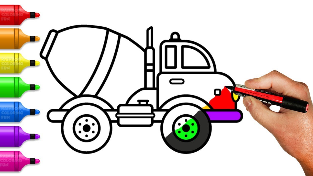 1280x720 Huge Collection Of 'cement Truck Drawing' Download More Than
