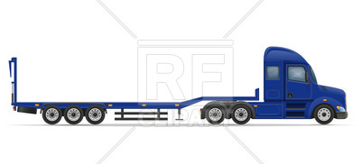 400x182 Truck Semi Trailer For Transportation Of Cars Side View Vector
