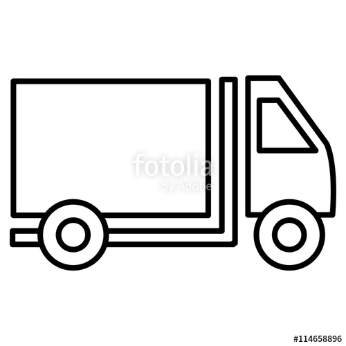 500x500 Black And White Cargo Truck Car Side View Over Isolated Background