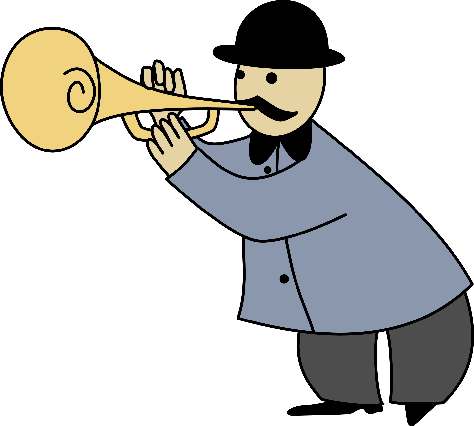 1920x1724 Drawing Of A Man Playing The Trumpet Free Image