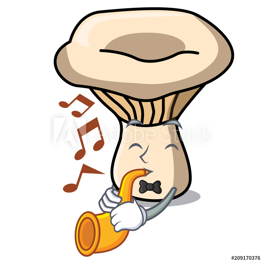 1000x1000 Photo Art Print With Trumpet Milk Mushroom Mascot Cartoon