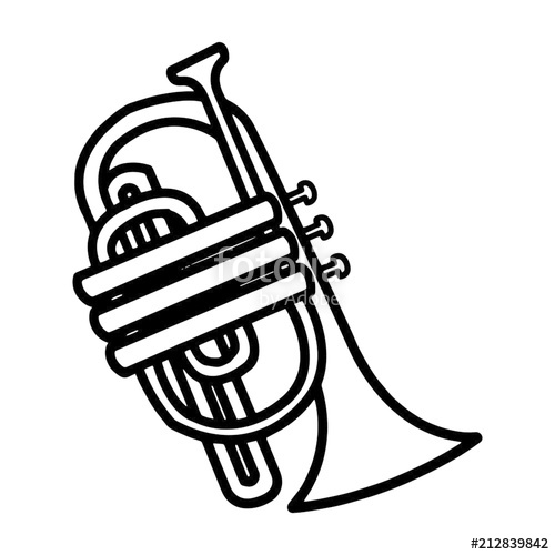 500x500 Trumpet Cartoon Illustration Isolated On White Background