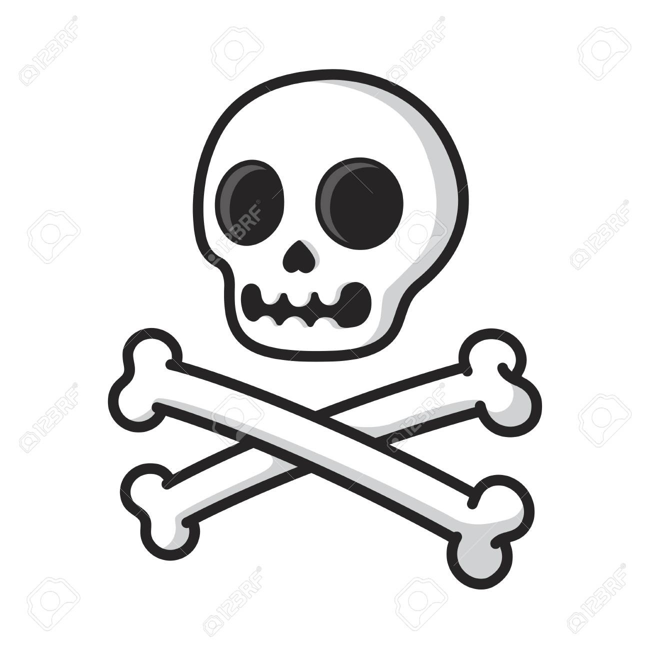 1300x1300 Simple Cartoon Skull And Crossbones Isolated On White