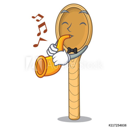 500x500 With Trumpet Wooden Spoon Mascot Cartoon