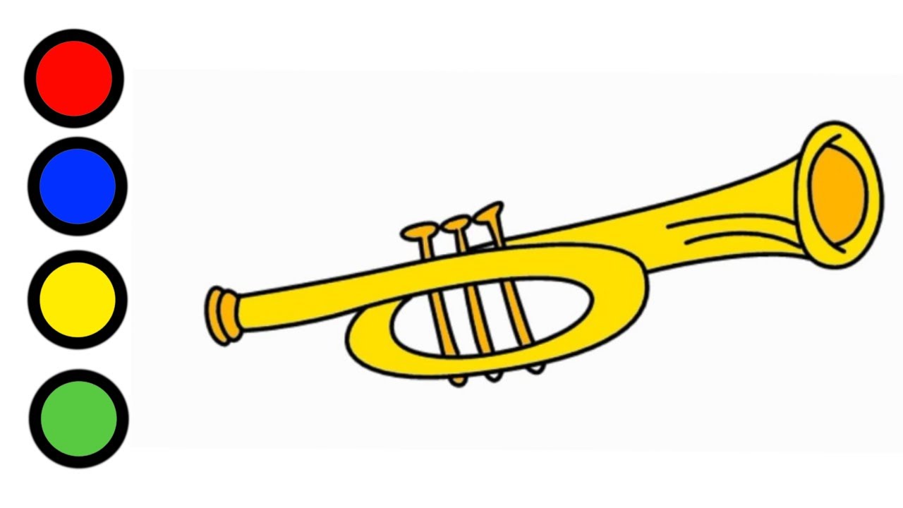 1280x720 Trumpet Drawing For Kids Coloring Electronic Organ For Children