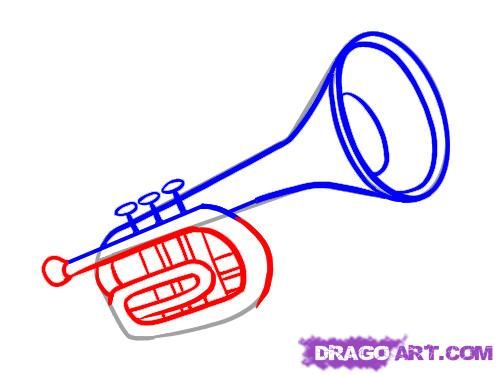 498x375 How To Draw A Trumpet For Kids Step
