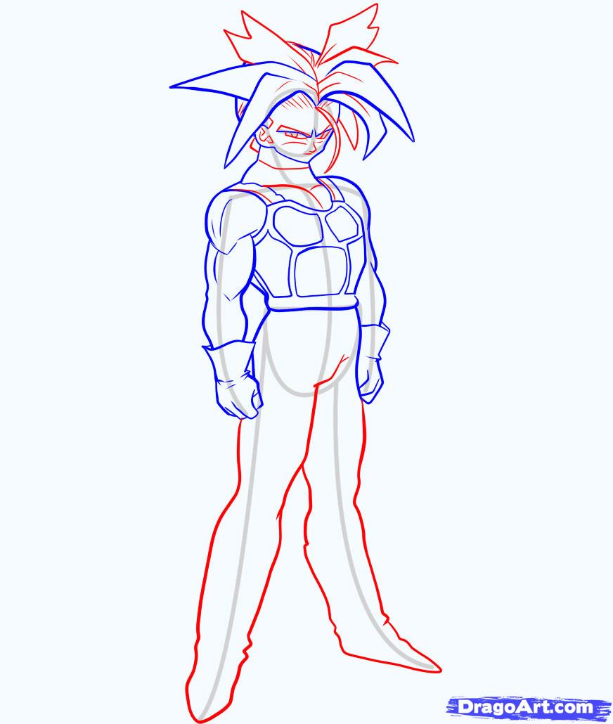 872x1030 Step How To Draw Super Saiyan Trunks