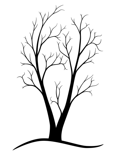 450x600 Two Trunk Tree {ink'd} Tree Line Drawing, Drawings, Circle Design