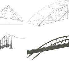 226x226 pedestrian bridge options, clockwise from top left stayed cable