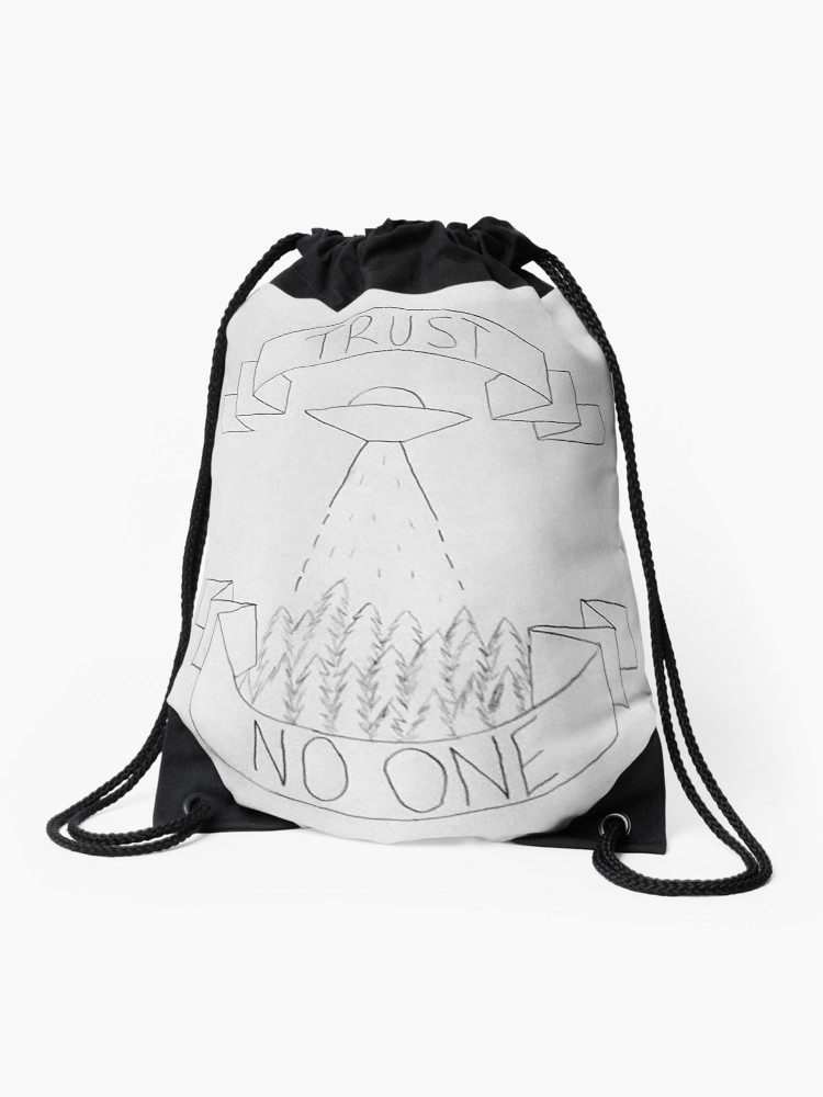 750x1000 Trust No One Drawing Drawstring Bag