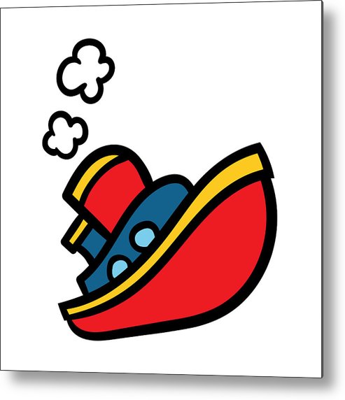 493x572 Cartoon Tugboat Illustration Metal Print