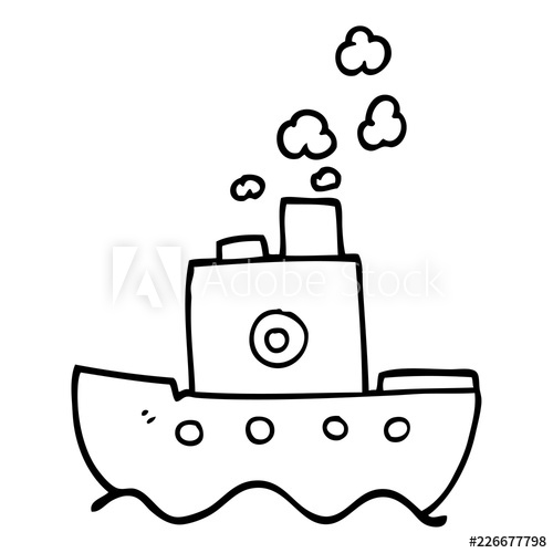 500x500 Line Drawing Cartoon Steam Boat
