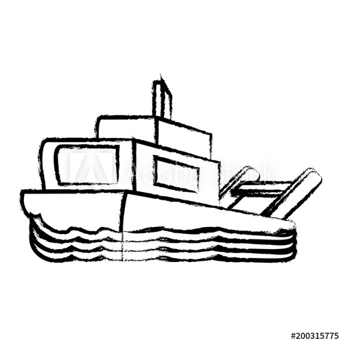 500x500 Sketch Of Boat Icon Over White Background, Vector Illustration