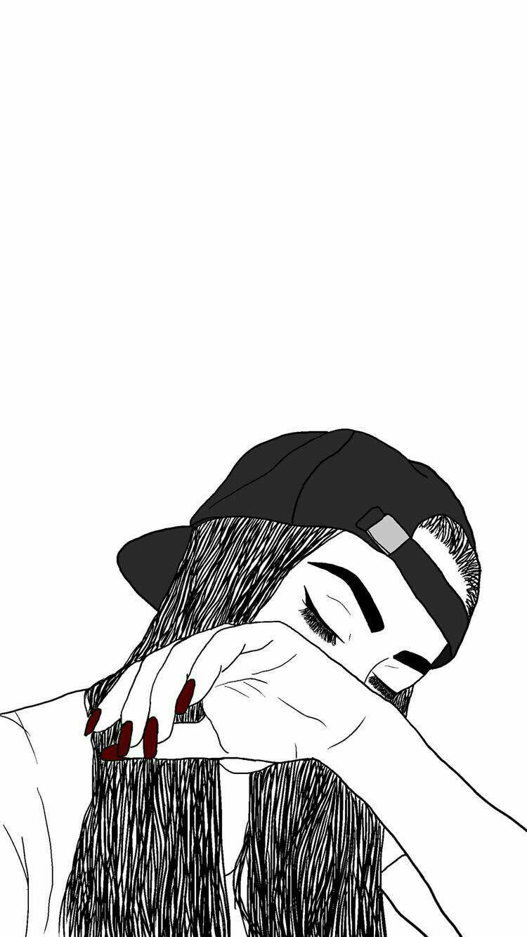 750x1334 Outline Drawlings Tumblr Girl Drawing