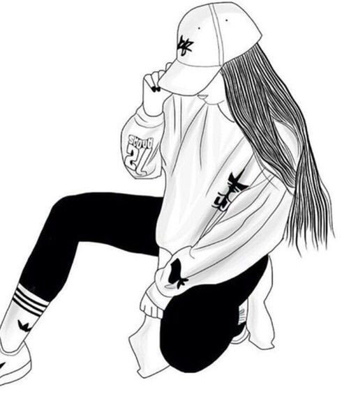 500x588 Outlines Tumblr Girl Drawing, Tumblr