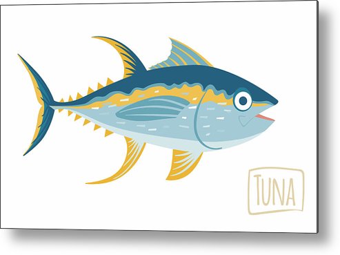 493x369 Tuna, Vector Cartoon Illustration Metal Print