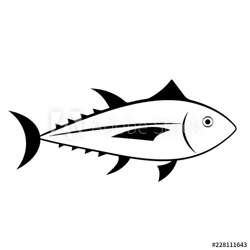 500x500 Tuna Fish Outline Icon Seafood Clipart Isolated On White