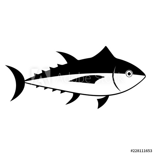 500x500 Tuna Fish Silhouette Icon Seafood Clipart Isolated On White