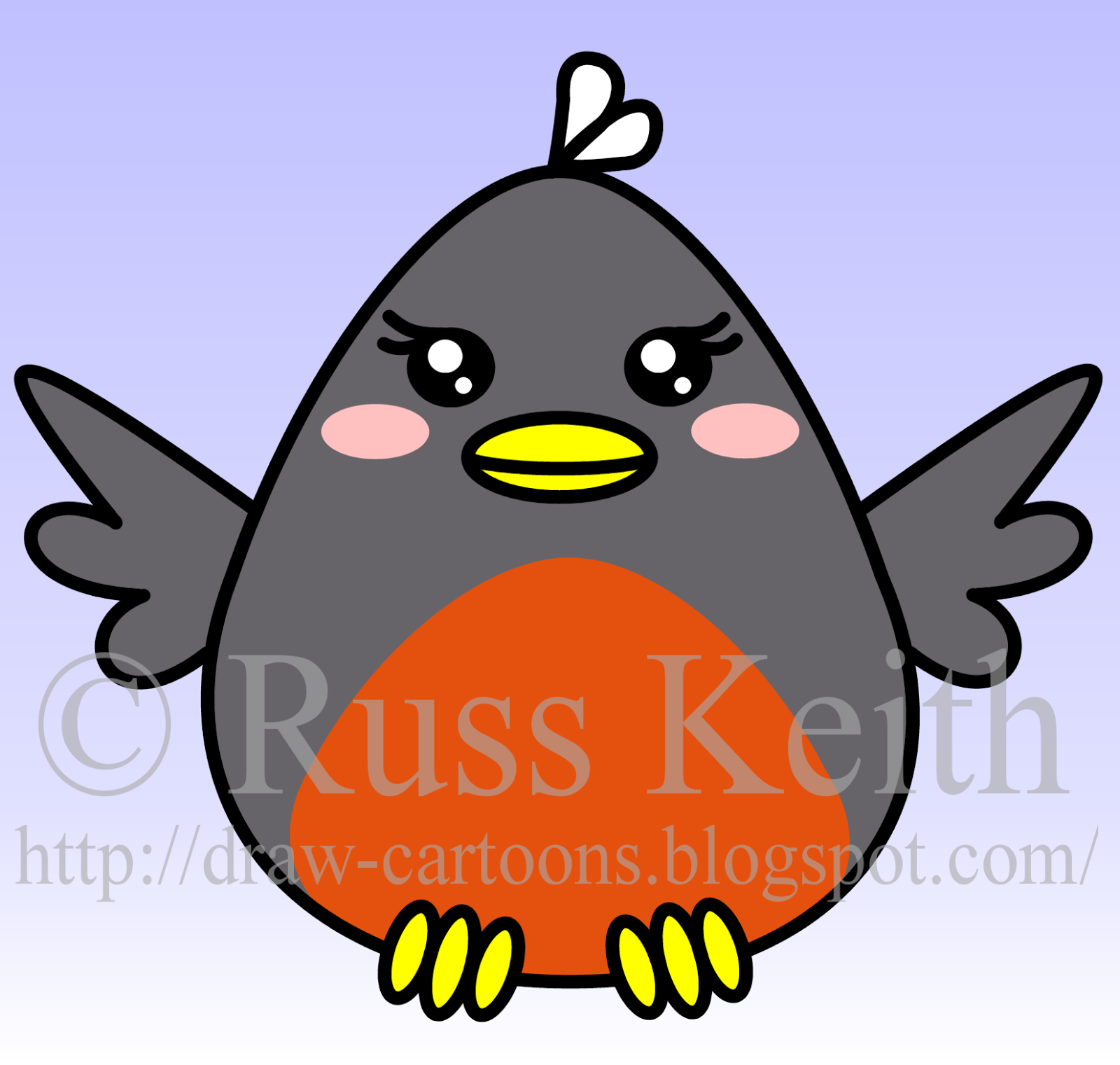 1600x1521 How To Draw Cartoons Bird Robin