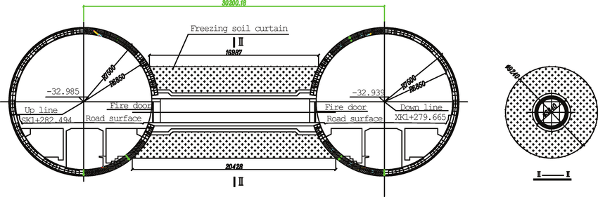 850x281 structural drawing of the cross passages of shanghai yangtze river