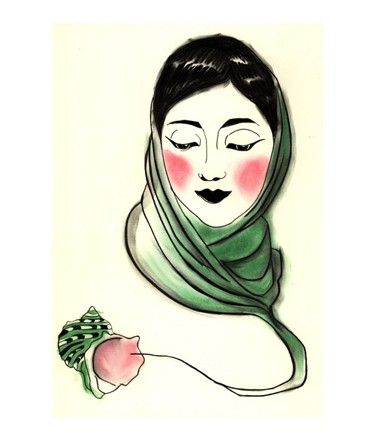 375x441 Fashion Drawing The Ghost Of A Green Turban Shell